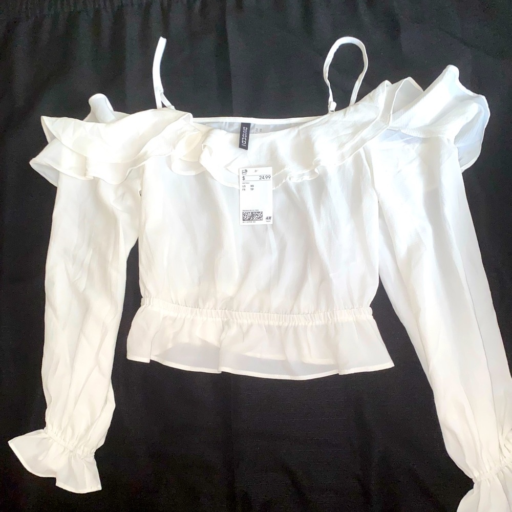 H&M white, off the shoulder blouse